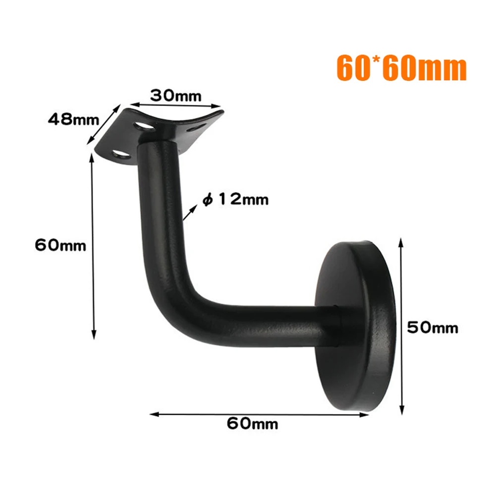Black Handrail Bracket Stainless-Steel Handrails Wall Mounted Bracket Support Hand Rail Stair Railing Guardrail Accessory