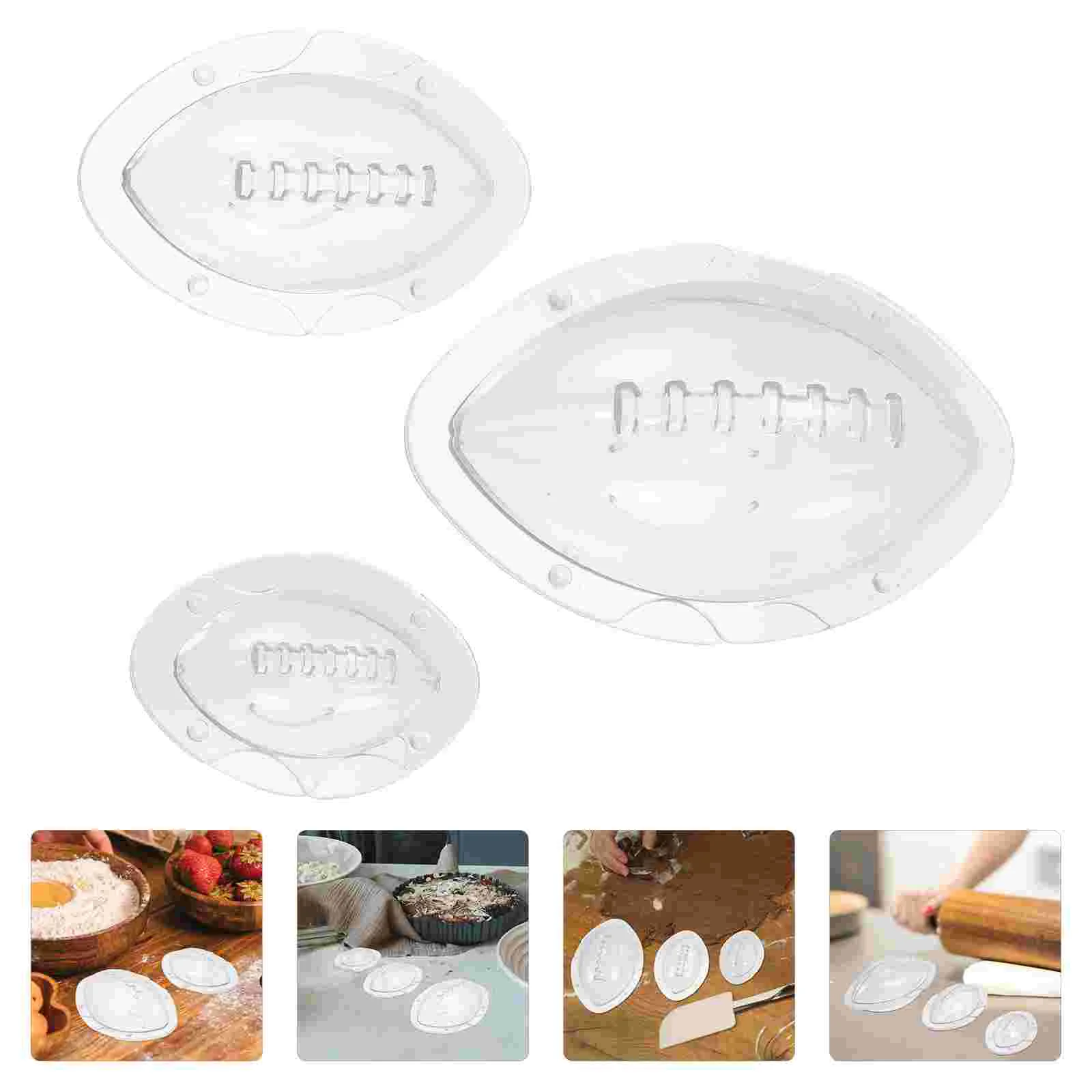

3 Pcs Creative Baking Molds Household Cake Chocolate Jelly Transparent Rugby Abs Candy DIY Child Ornament
