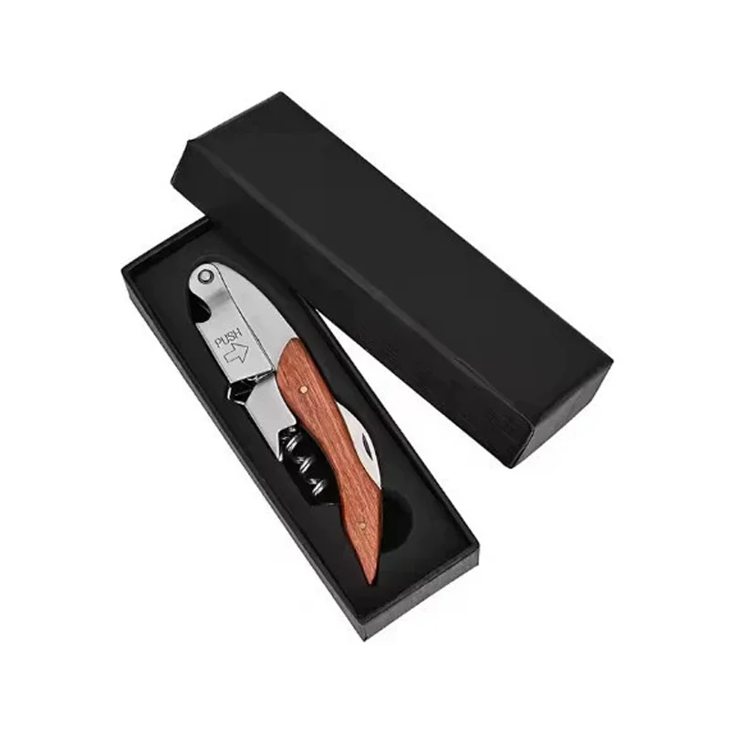 50Pcs Stainless Steel Beer Opener Wood Handle Leather Case Bottle Opener For Fathers Day Birthday Gifts Man Present Wholesale