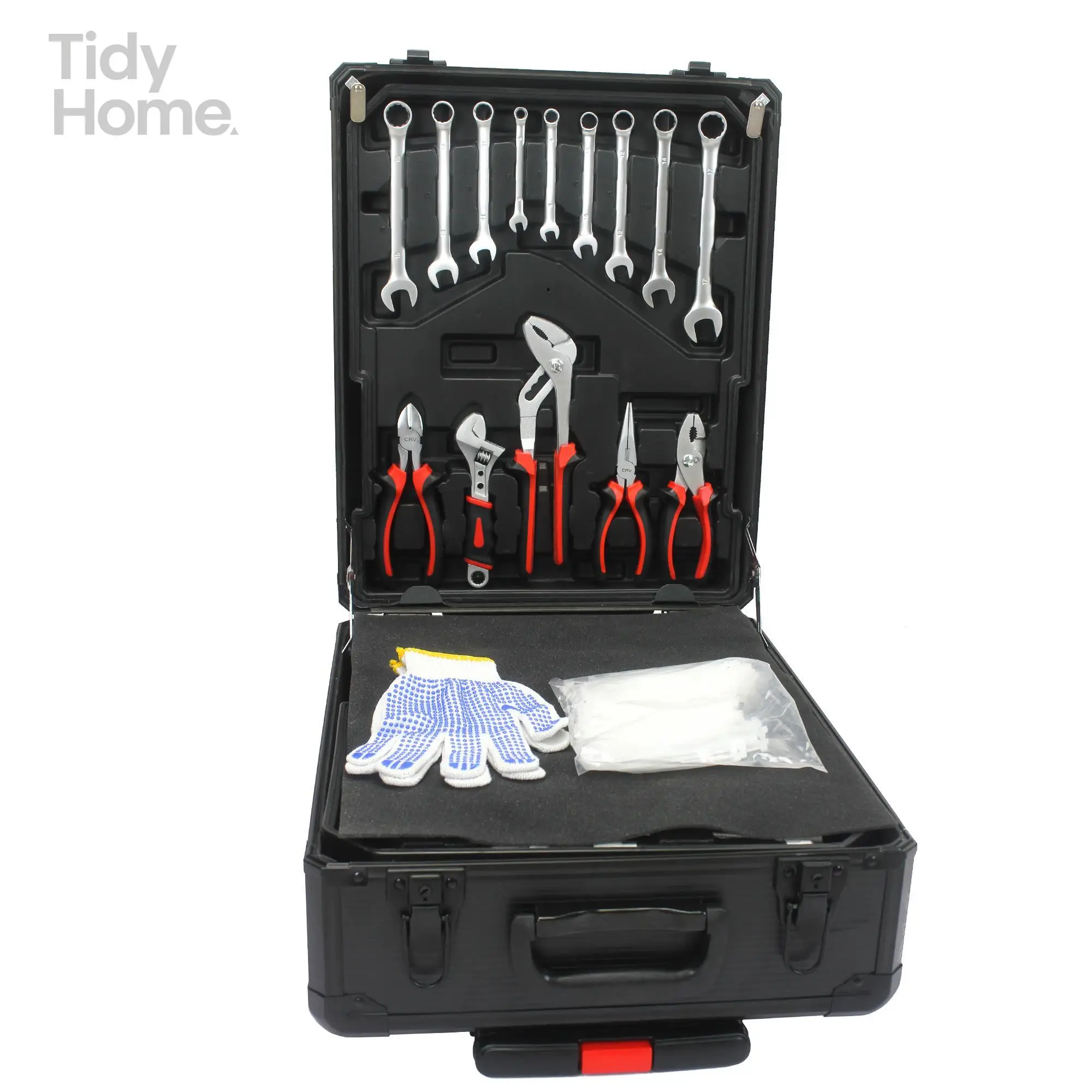 Black Hand Tool Box with 4 Layers of Toolset and Wheels tool storage box rolling  organizer storage for tools safety waterproof