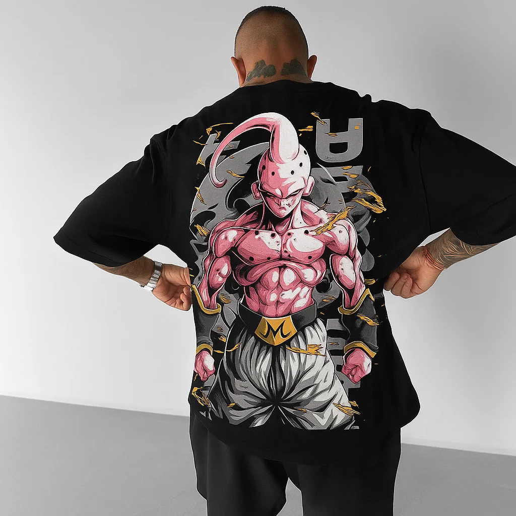 Nueva camiseta para hombre Dragon Ball Majin Buu, ropa de calle de Anime de verano, camiseta gráfica de manga corta de algodón de gran tamaño, Top informal, ropa Y2k