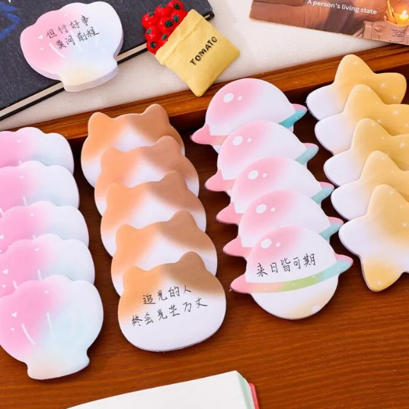 40pcs/lot Creative Star Shell Cat Gradient Memo Pad Creative N Times Stationery Label Notepad Bookmark Post School Supplies