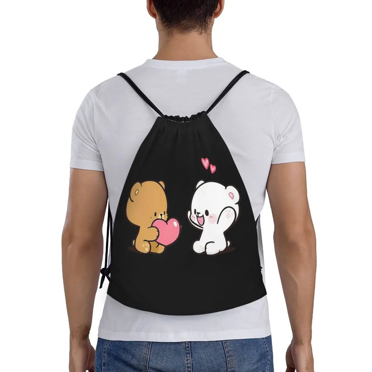 

Cute Milk Mocha Backpacks Fashion Portable Drawstring Bundle Pocket Sports Bag Book Bags For Man Woman Students