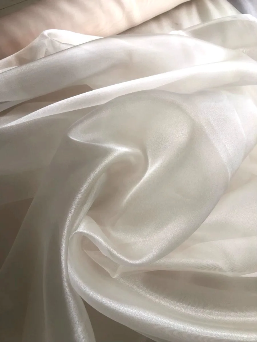 Marfim amêndoa cristal pérola pura organza tecido fino brilhante vestido de casamento vestido de noite designer material de formatura vestido de noiva