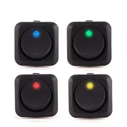 Universal Car Modify Round Rocker Switch 12V 25A 3Pin ON OFF Push Button Switch Auto Motor Light Power Switch Red Yellow Blue