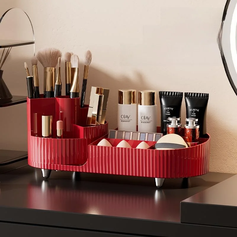 Large Capacity Rotatable Cosmetic Storage Box Desktop Makeup Desk Organizer Plastic Storage Rack for Skincare And Makeup