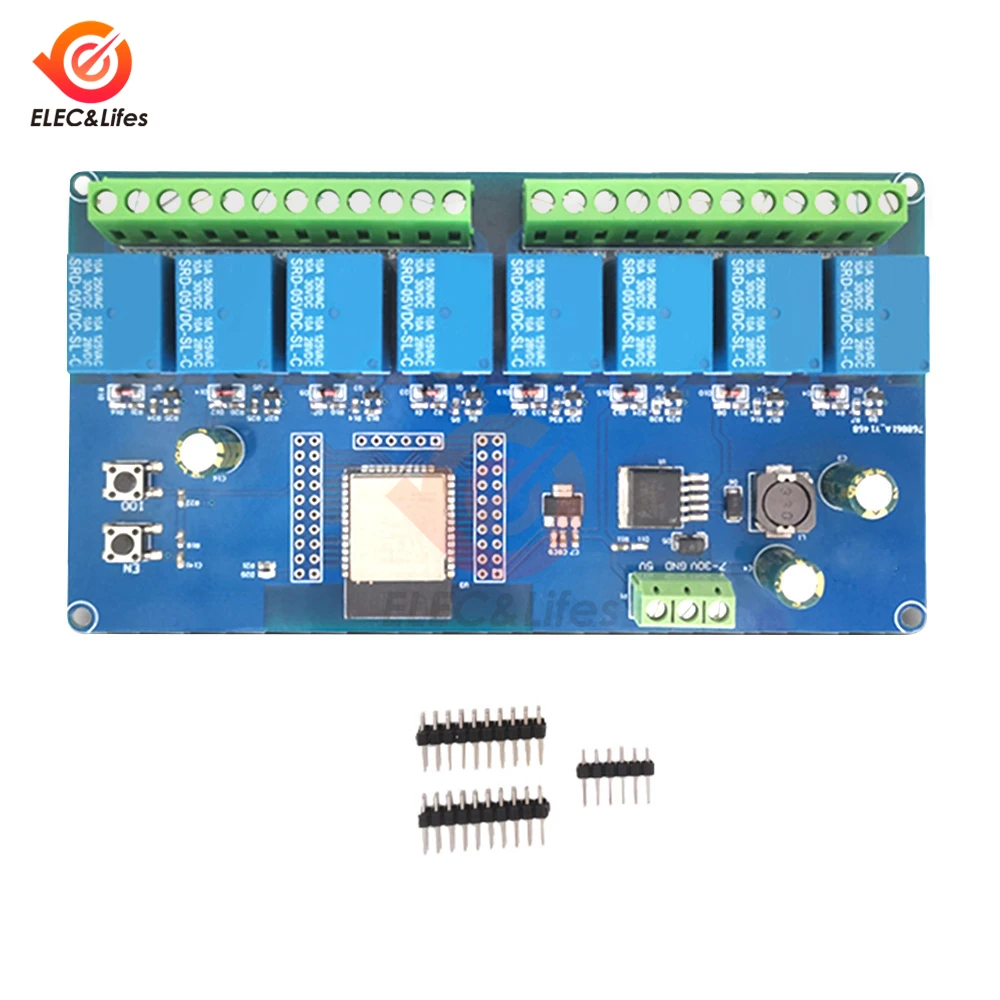ESP8266/ESP32 Wifi 8 チャンネルリレーモジュール ESP-12f/ESP32-WROOM 開発ボード電源 5V/7-28V