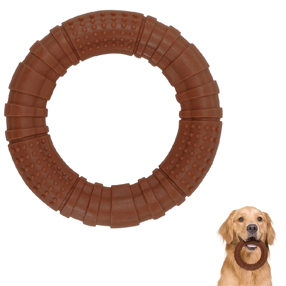 قطعة واحدة حصريًا للكلاب المتوسطة والكبيرة! لعبة مقاومة للمضغ على شكل حلقة، يمكن شغلها بزبدة الفول السوداني، وينظف الأسنان ويخفف الملل