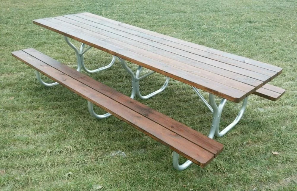 Garden backyard metal frame wooden Picnic table bench seat