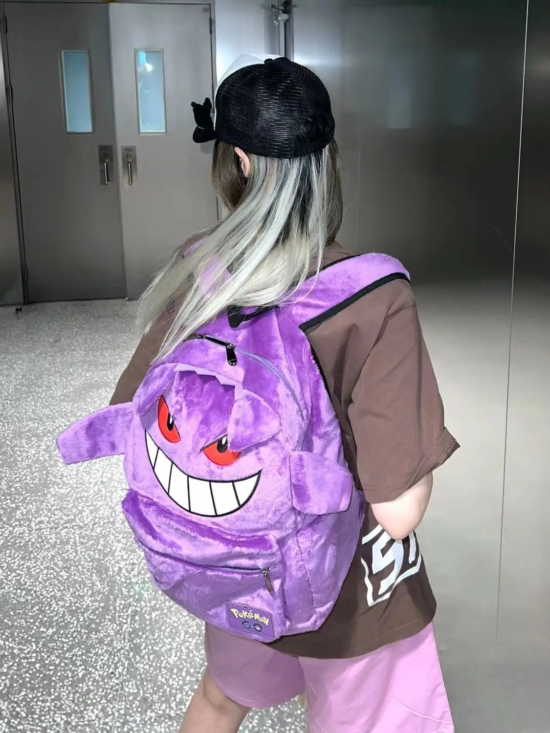 Pokémon Gengar Mochila de Grande Capacidade Mochila Escolar de Anime Cartoon, Mochila Escolar Roxa para Meninos e Meninas Casal, Anime, Novo