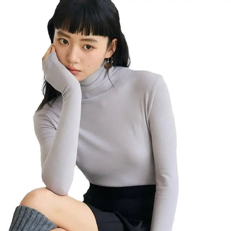 قميص Lyocell Turtleneck الأساسي للنساء، خريف وشتاء، Lenzing Tencel، التخسيس، سترة محبوكة، بلوزة طويلة دافئة من الصوف