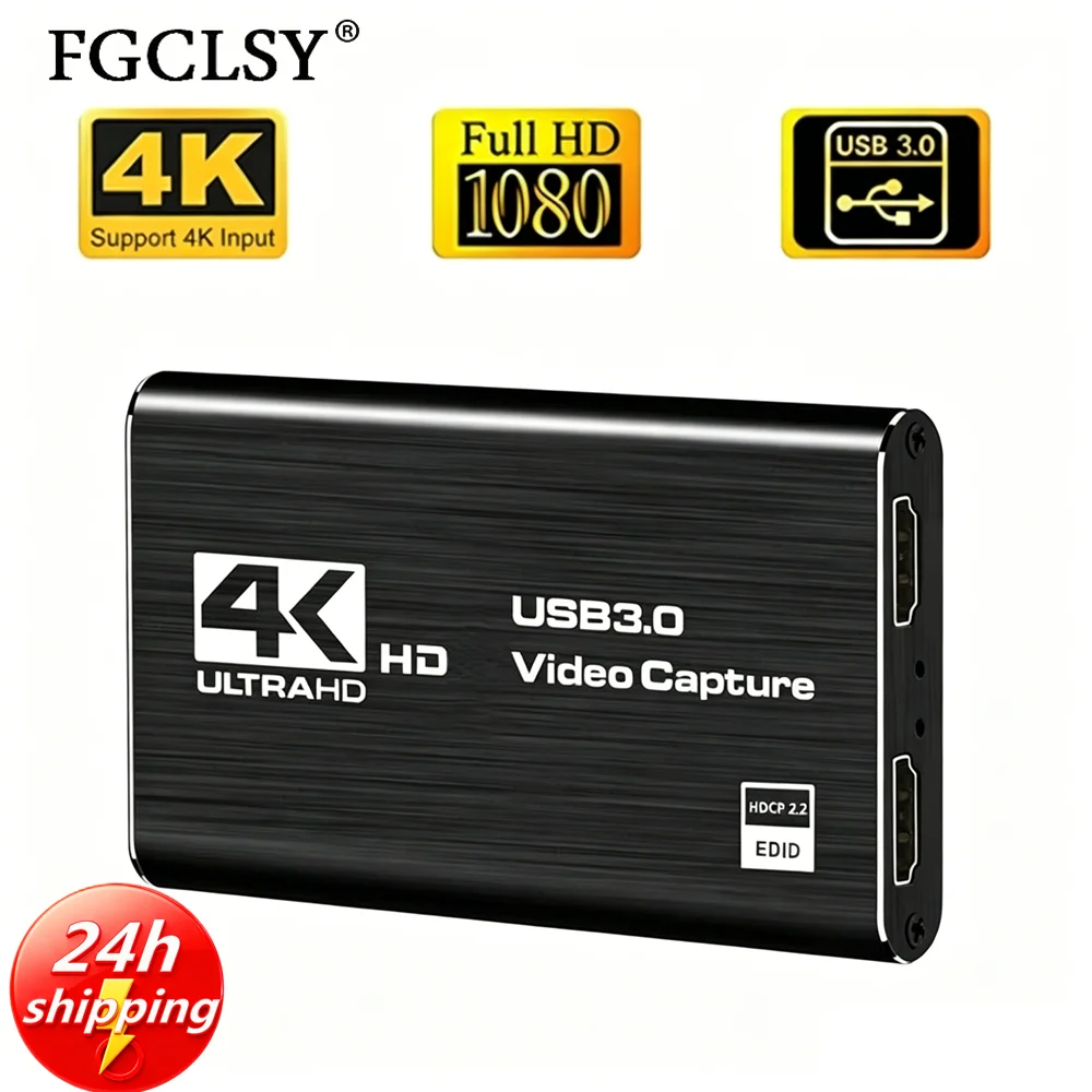 4K HDMI-Compatible to USB 3.0 1080P 60Hz Video Capture Card With Loop-Out for PS5 PC Game Live Streaming Camera Broadcast OBS
