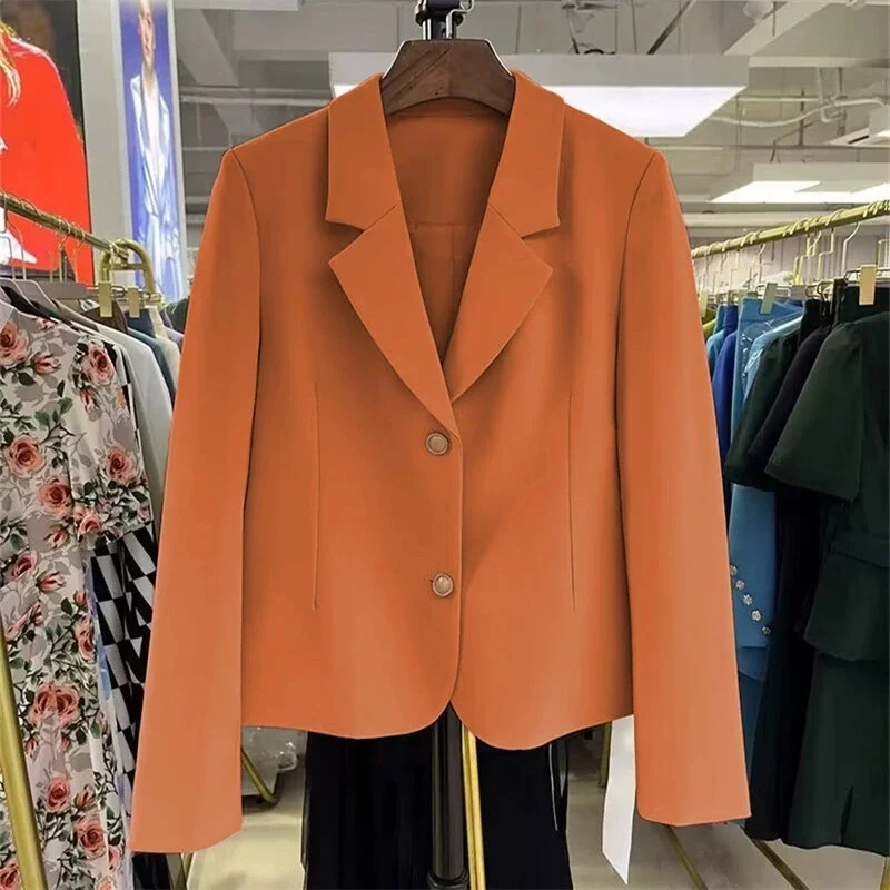 Casual Short Blazers Jackets Women Korean New Office Coats Long Sleeve Formal Elegant Cropped Spring Autumn Ladies Suit Jackets