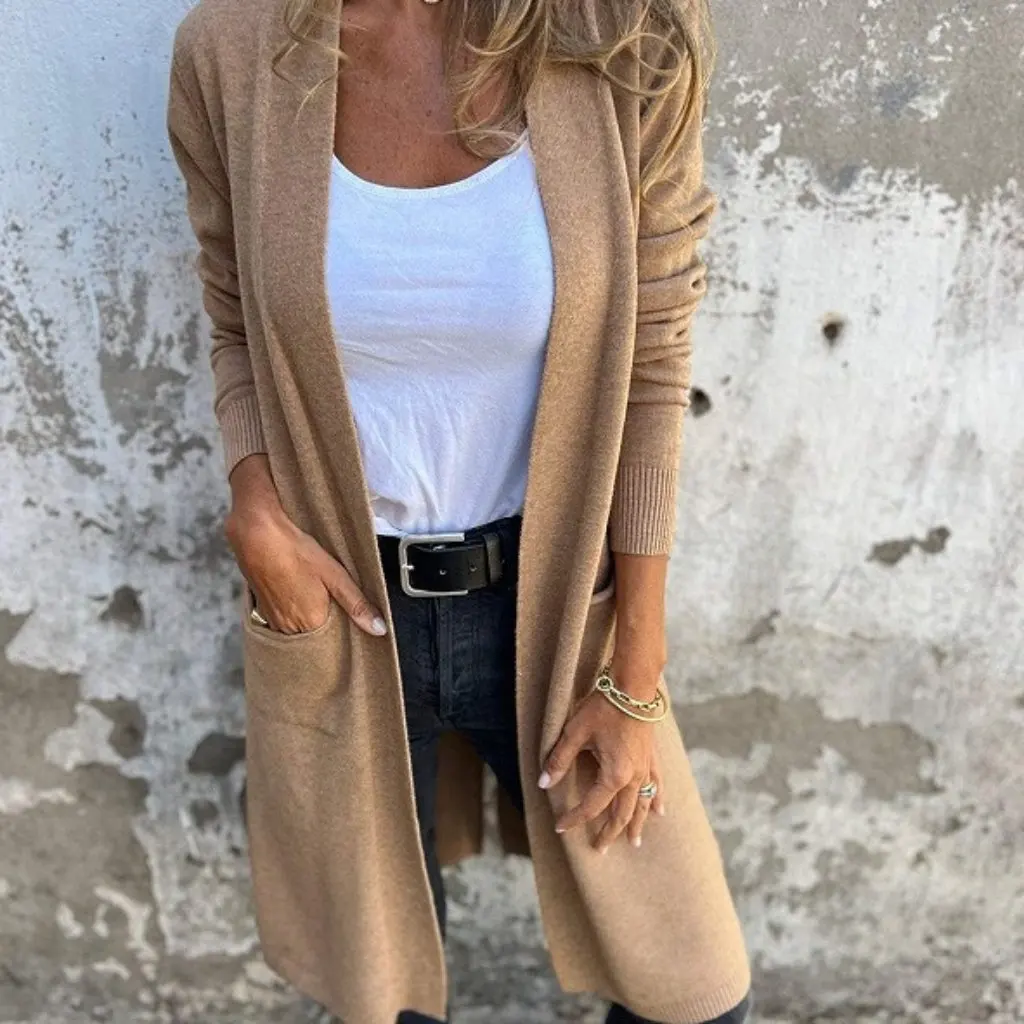 

Women's Long Cardigan Coat Casual Autumn Winter Independent Station Europe US New