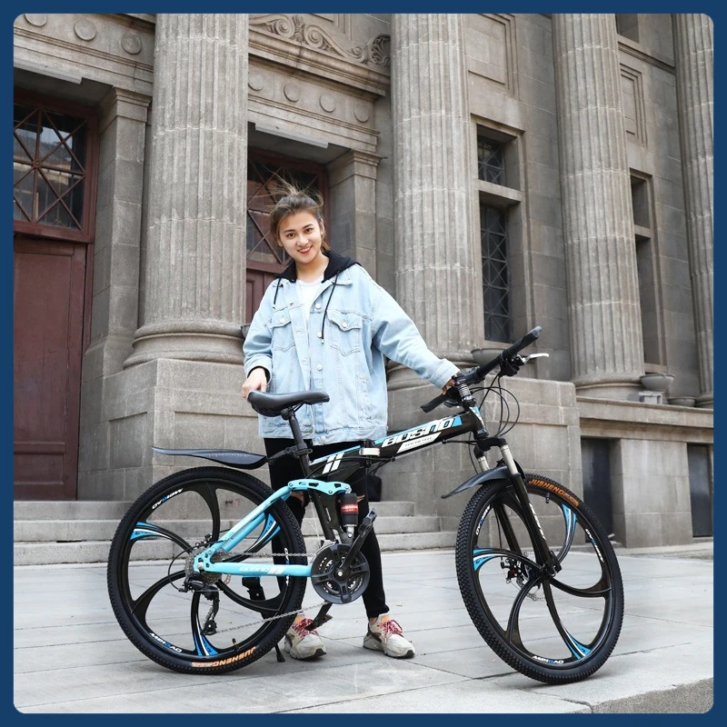 

Горный велосипед 24/26 дюймов с регулируемой скоростью и двойным амортизатором для мужчин и женщин, складной велосипед для взрослых