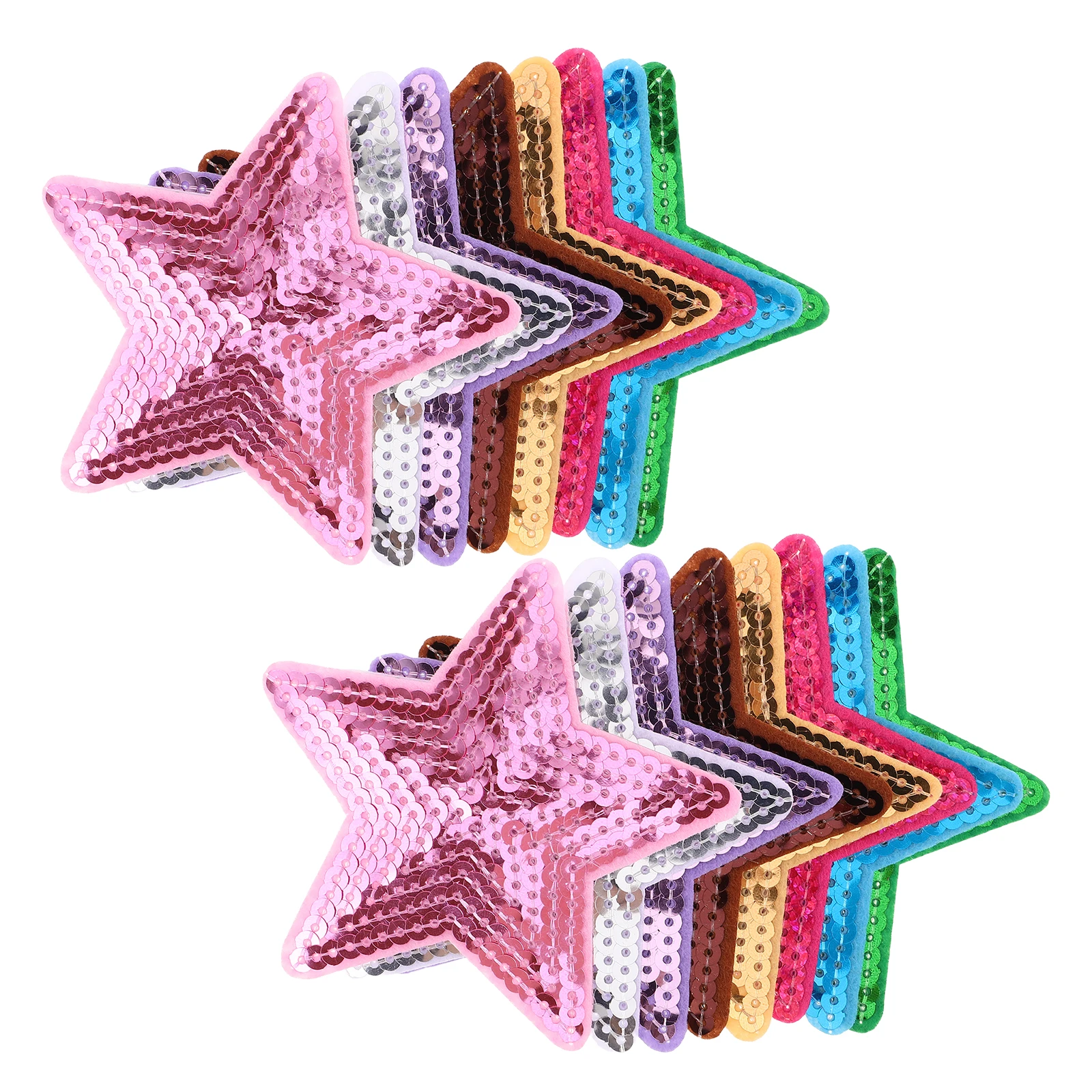 

16 Pcs Five Pointed Star Sequin Cloth Patch Stars Patches Clothes Metal Embroidered Plastic Iron Cheer Metallic for jeans iron