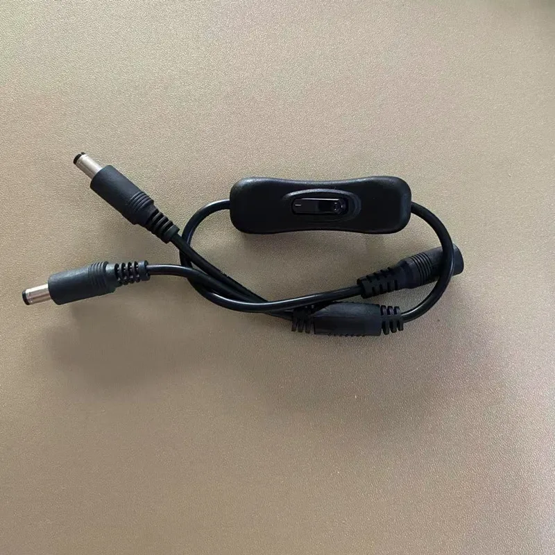 12V DC Power Splitter Cable With On/Off Switch Button 1 Female to 2 Male DC Connectors 5.5x2.1mm DC Plug Power Extension Cable