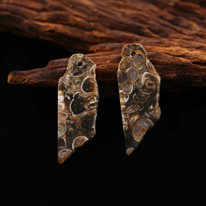 Natural Stone Nugget Snail Stone Gemstone Earrings DIY Jewelry Making Women Earring Bead Accessories 37x16x3mm 6g