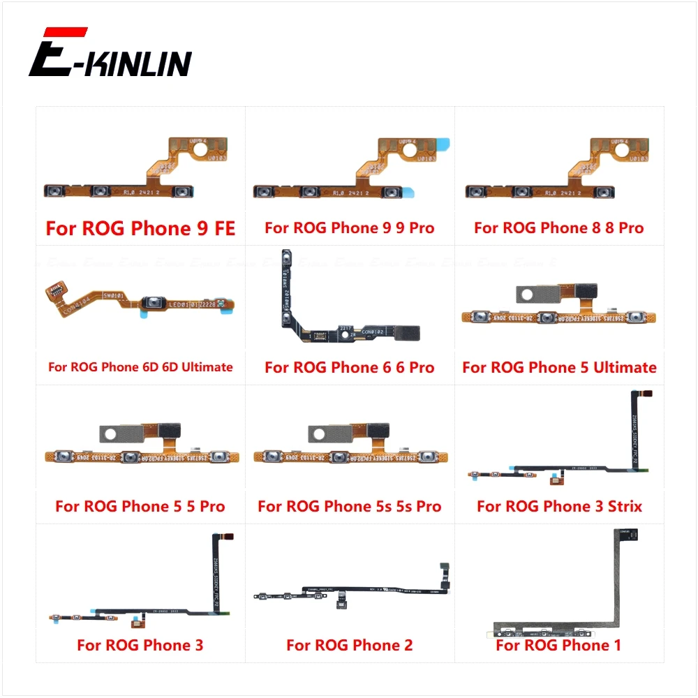 Pour Asus ROG Phone 1 2 II 3 Strix 5 5s 6 8 9 FE Pro 6D Ultimate – Câble flexible de remplacement pour bouton d'alimentation et de volume (pièces de réparation)