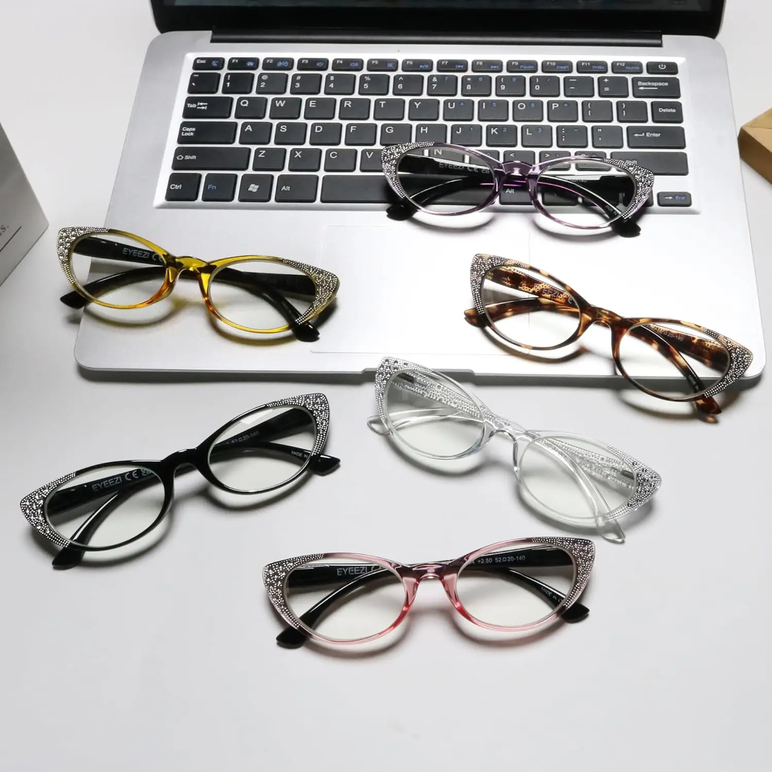 NONOR Women\'s Retro Multicolor Diamond Cat Eye Reading Glasses Anti-blue Light Diopter+175 +225 +275 Stylish Eyewear