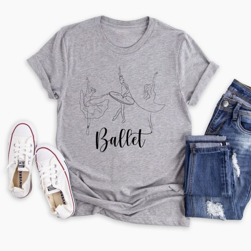 Ballet Teacher Shirt Ballerina Dance Coach Party Gift for Dancer Printed T-shirt Tops Crewneck Casual Style Regular Short Sleeve