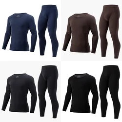 2-piece men's long-sleeved trousers in autumn and winter solid color striped thermal underwear comfortable and fashionable pajam