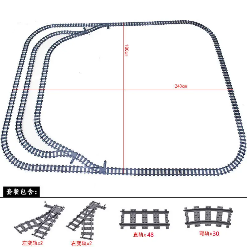 レゴdiy対応-列車軌道変更コンビネーション-mocトラック-スリーパー-鉄道ビルディングブロック-クロスブリック-おもちゃ-レールカー