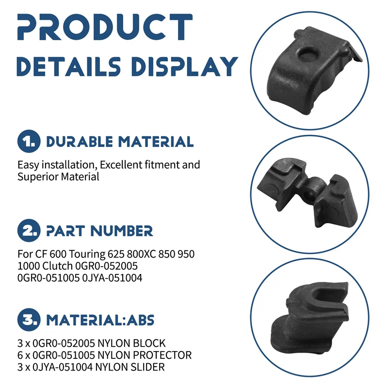 

ABQB-Nylon Protector Weight Slider Block Kit For Cfmoto 600 Touring 625 800XC 850 Clutch 0GR0-052005 0GR0-051005 0JYA-051004