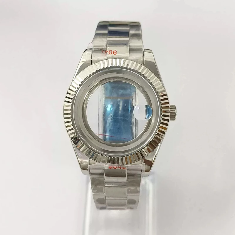 316L الفولاذ المقاوم للصدأ 41 مللي متر الفضة النمط الكلاسيكي ساعة + حزام 28.5 مللي متر الطلب مقاوم للماء صالح 8285 حركة