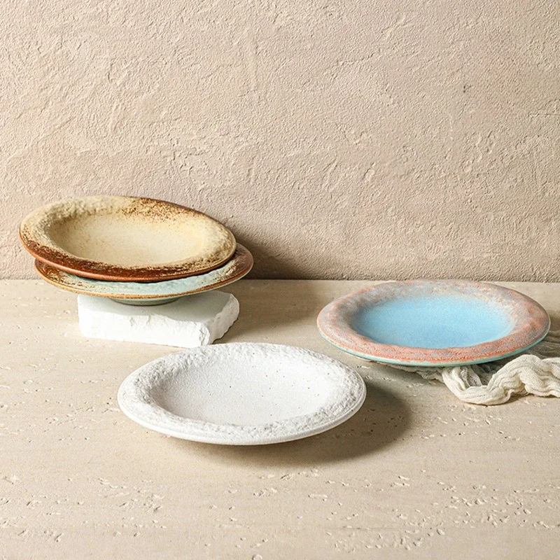 Stone Patterned Ceramic Plate Restaurant Steak Plate Pasta Dish Salad Bowl Soup Bowl Serving Plate Molecular Cuisine Tableware