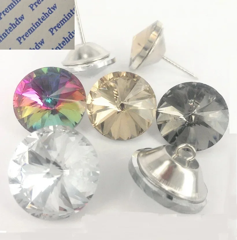 100Pcs Crystal Upholstery Tack Diamond Studs Nails Sofa Headboard Button Wall Decor
