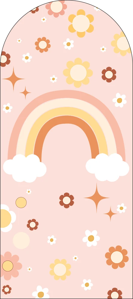 Mocsicka Arcobaleno Fiore Arco Copertina Sfondo Elastico bifacciale Compleanno per bambini Matrimonio per adulti Sfondo ad arco Decorazioni per feste Puntelli