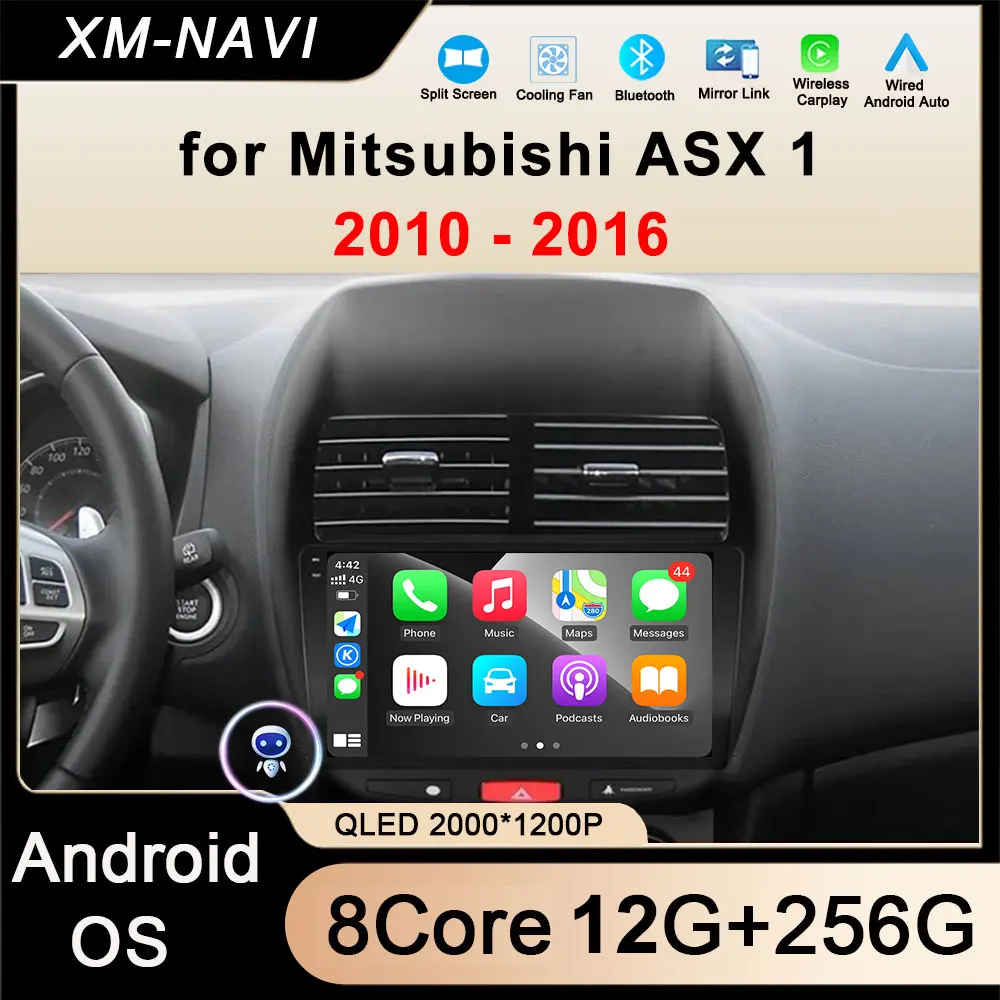 Android 16 Carplay Car Radio for Mitsubishi ASX 1 2010 2011 2012 2013 2014 - 2016 GPS Multimedia Video Player Stereo 4G 2din DVD