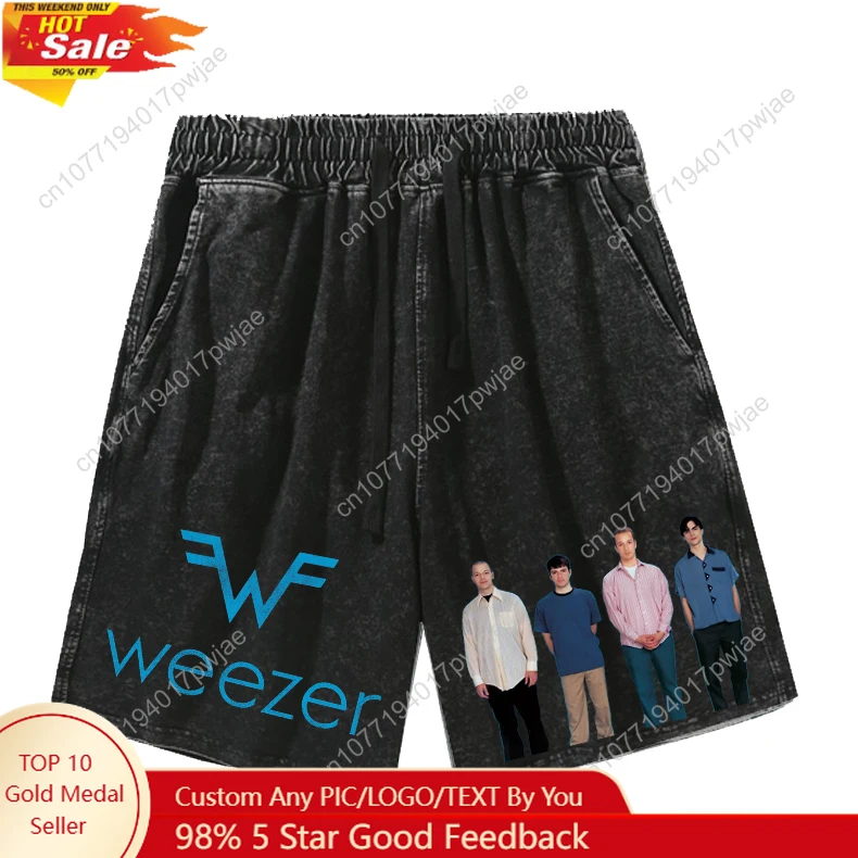 Weezer Rock Band Shorts Herren Damen Teenager Retro Kurze Hosen Vintage Baumwolle Elastisch Weiche Strandshorts Maßgeschneiderte Hosen