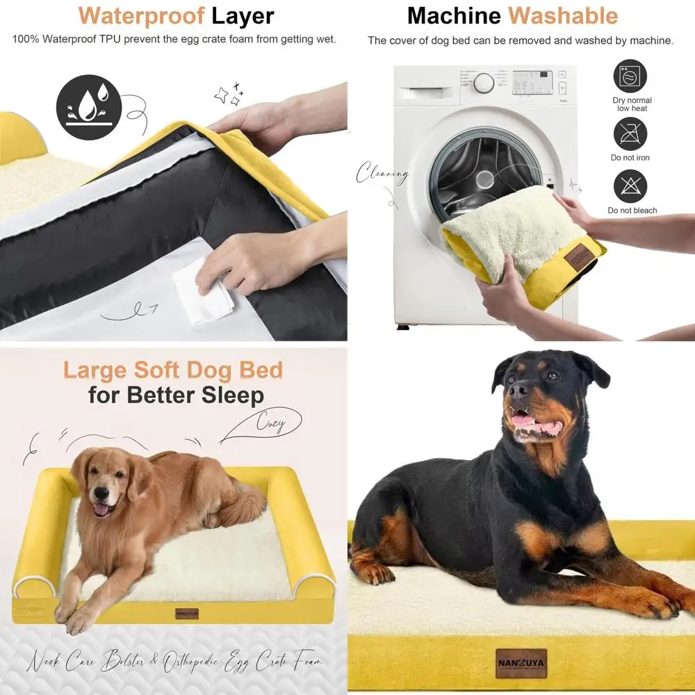 

Ортопедическая моющаяся кровать для собак XXL с подставкой, ящик для яиц, пенопласт, водонепроницаемый съемный чехол - имбирь