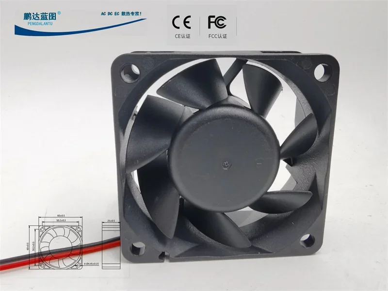 New 6025 Double Ball Bearing 6cm 24v0.18a Max Airflow Rate 15cm Wire Length Variable Frequency Cooling Fan60*60*25MM