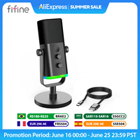 FIFINE USB/XLR Dynamic Microphone with RGB Control/Headphone jack/Mute,MIC for PC Gaming Recording Streaming AmpliGame-AM8