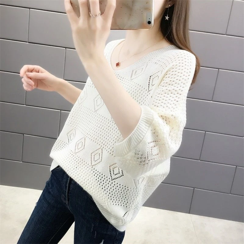 Pullover donna scava fuori Top larghi moda femminile sottile estate a prova di sole Cool Streetwear Club Style Casual All-match Top