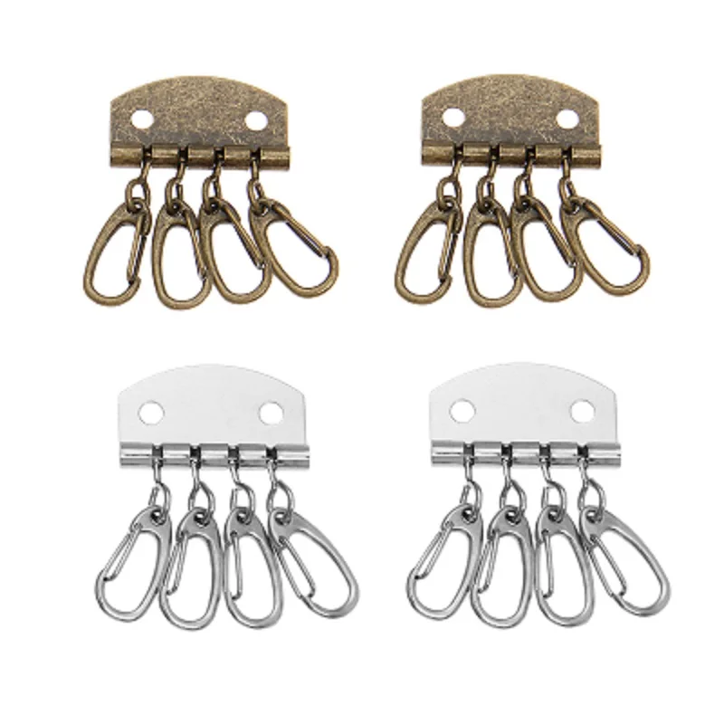 8 Pcs Metal Key Holder Key Row Keyring Organnizer with 4 Snap Hook for Leather Craft Wallet Key Case Purse Bag DIY Leather Craft