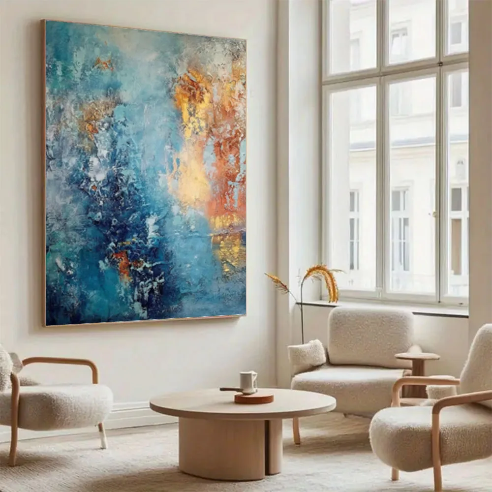 

100% Handmade Abstract Oil Painting Home Decor Picture Simple Nordic Model Room Retro Gray Canvas Poster Decorative Wall Art