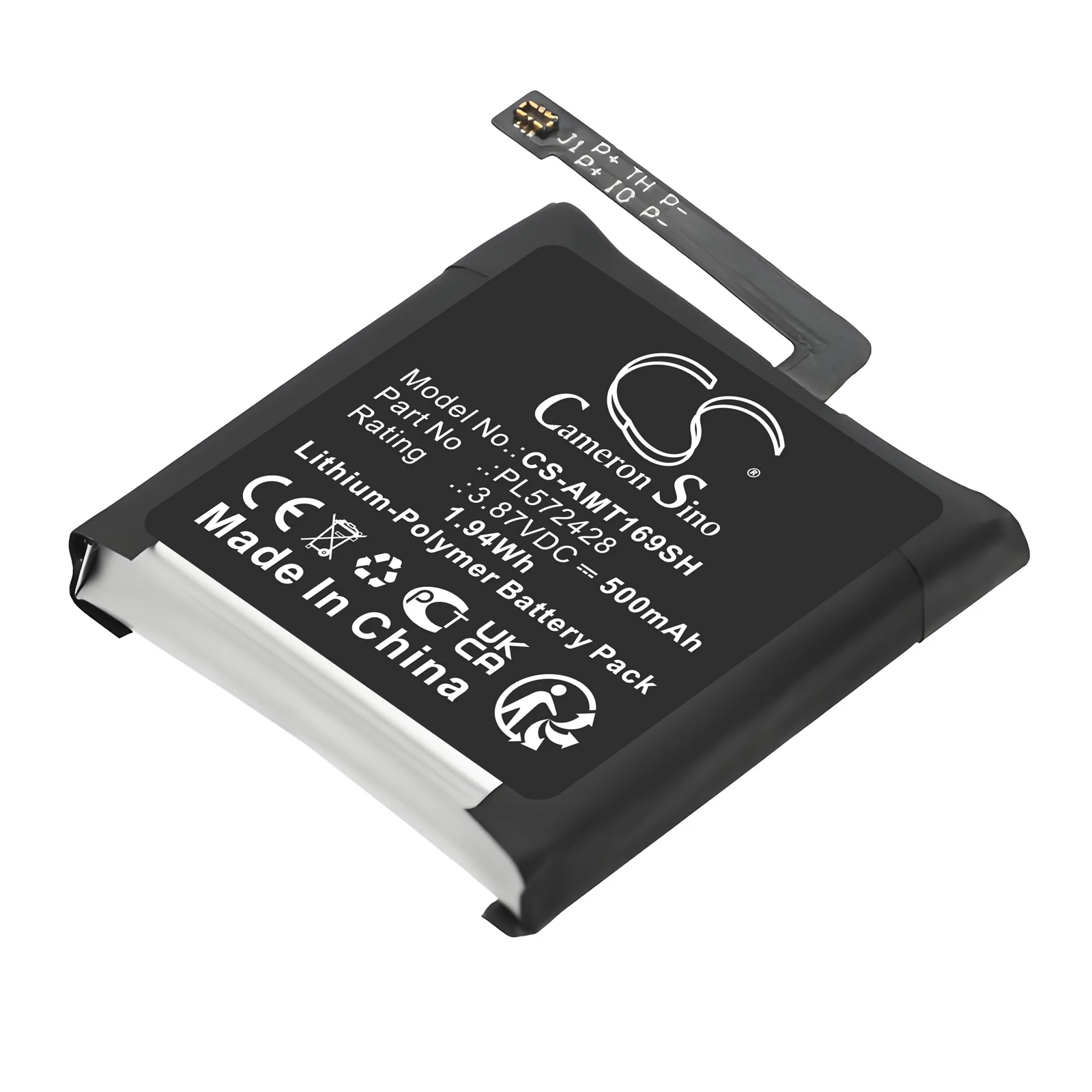 CS Replacement Battery for Amazfit A2169,A2170,T-Rex 2 PN:PL572428 500mAh / 1.94Wh
