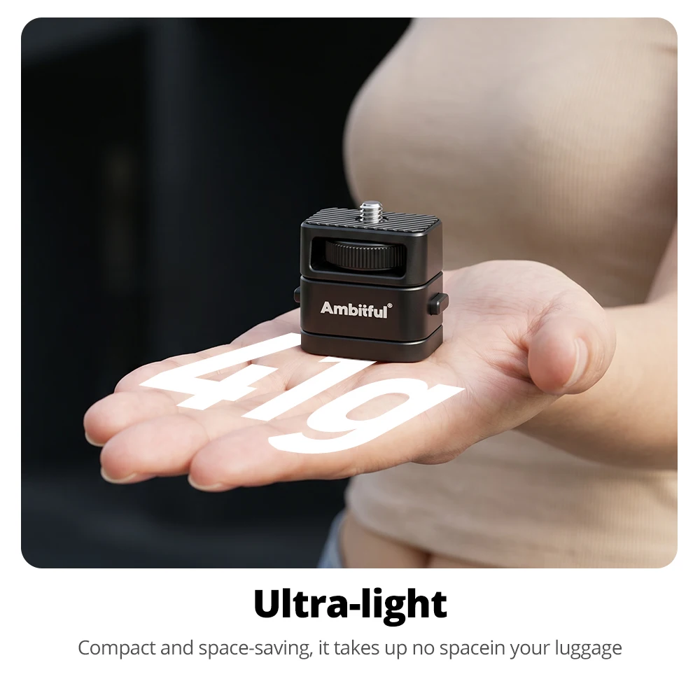 Ambitful Universal 1/4'' Screw MC1 Expansion Adapter Quick-Release Magnetic Mount Ultra-Light Adapter for Camera Tripod LED Ligh