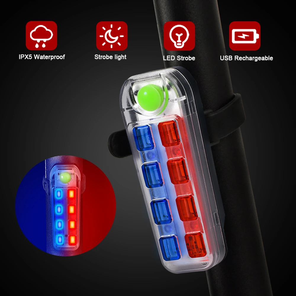 

8 LED Bicycle Tail Light Bike Rear Lamp USB Rechargeable Ultra Bright Waterproof Safety Warning Taillight for Outdoor Cycling