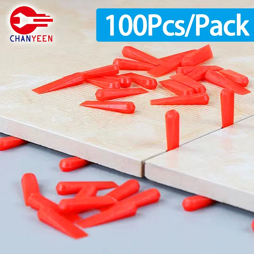 100Pcs/Pack Reusable Tile Leveling System Spacers Positioning Clips Wedge for Wall Floor Ceramic Gap Fixing Construction Tools