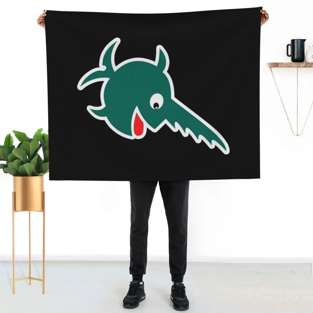 Kriegsmarine U-boat 9th Flotilla - Laughing Sawfish - REVERSE - Clean Style Throw Blanket Hairy Furrys for sofa Blankets
