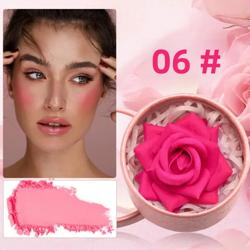 SAM SUGAR Palette di fard e evidenziatori rosa 3D: stile petalo, bagliore naturale facile da colorare, migliora il tono della pelle Trucco nudo COLORE:06