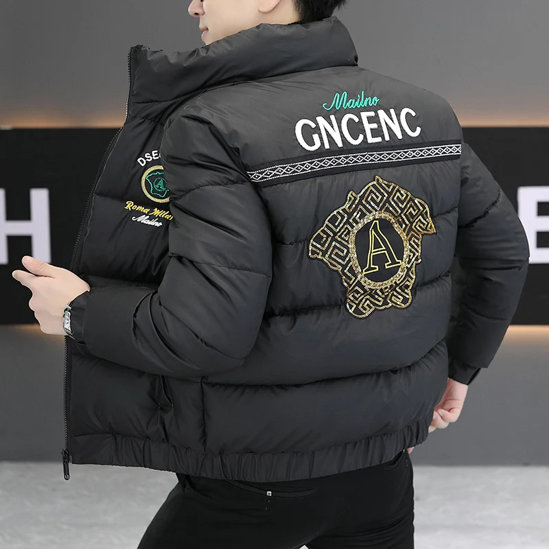 

Men's down Cotton Jaet ort Thi Winter Faion Urban Sle Zipper Closure Long Sve Warm Coat Polyester Fiber Inner Li...