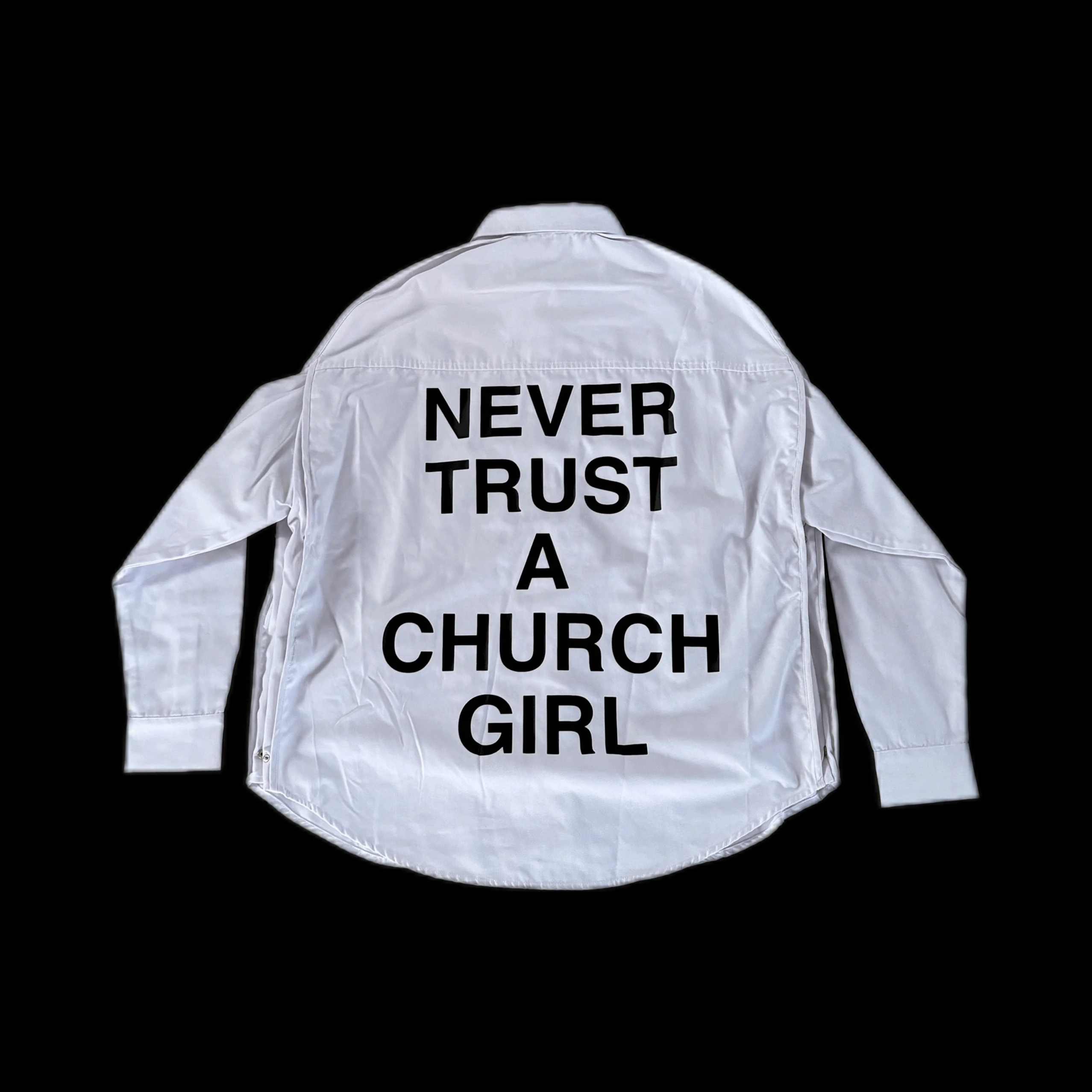 HBA Hood by Air White Printed Loose OS Shirt for Boys Casual Long Sleeve Flip Collar Daily Wear Autumn Season Fashion