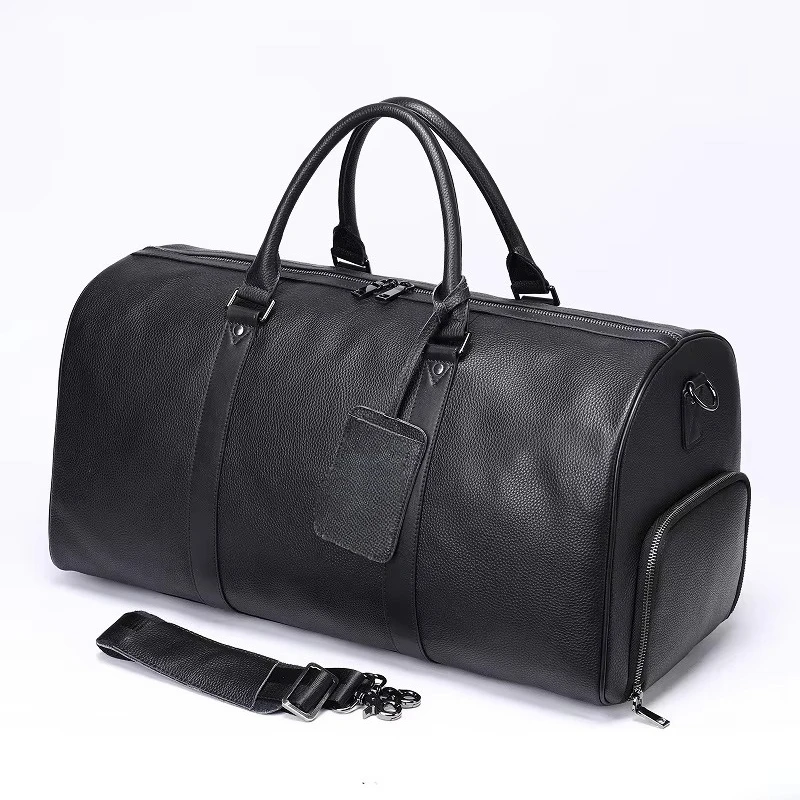 High-end Leather Fitness Bag with Shoe Compartment Outdoor Long-distance Travel Weekend England Style Duffel Bag Travel Tote Bag