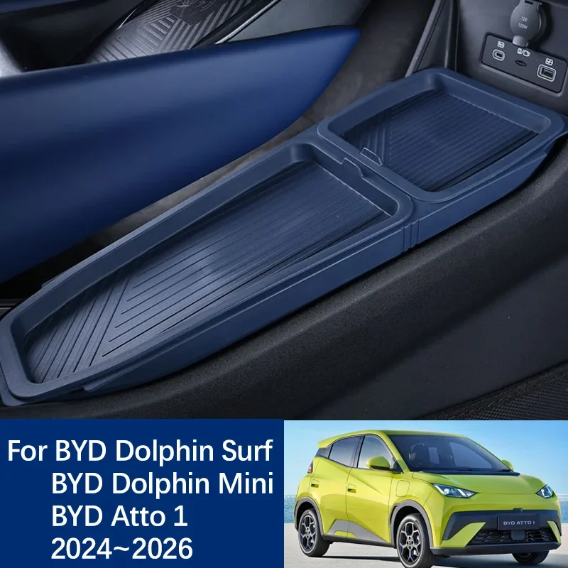 Car Storage Box For BYD Seagull Dolphin Surf Mini Atto 1 2024 2025 2026 Under Center Control Silicone Pad Decoration Accessories